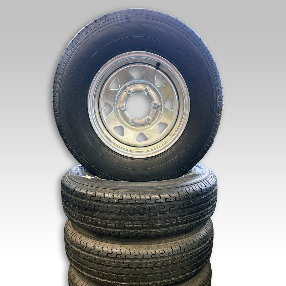 ST225/75R15 Rim & Tire, 8 Ply, Galvanized, 6 on 5.5, LRD