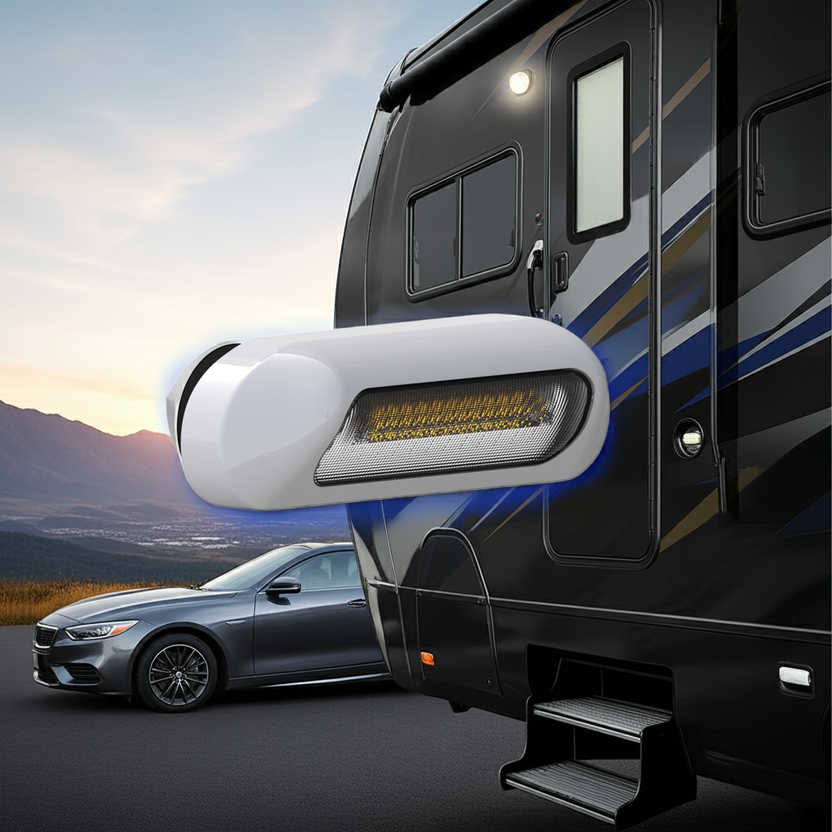 White Wireless Work Light with Warning System and Motion Sensor