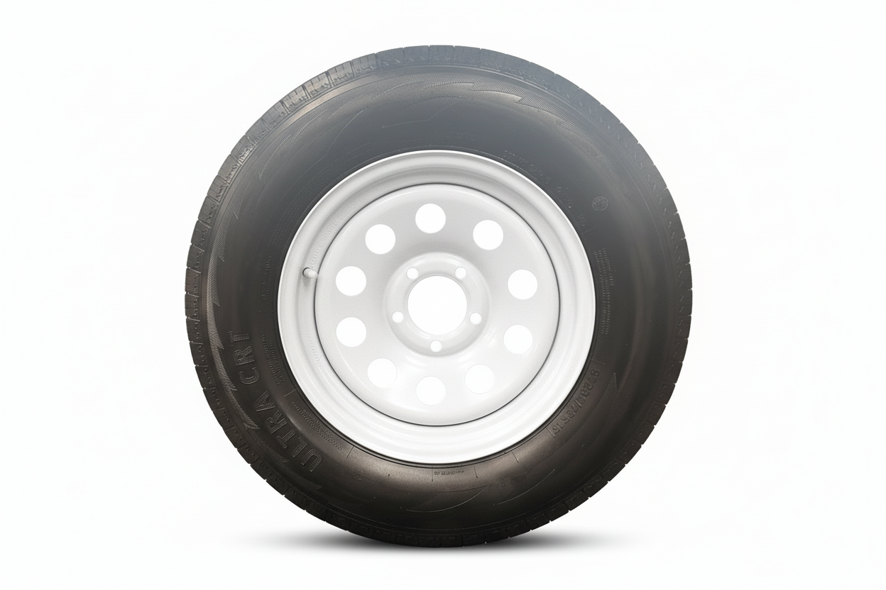 ST205/75R15 Rim & Tire, 6 Ply, White, 5 on 5, LRC
