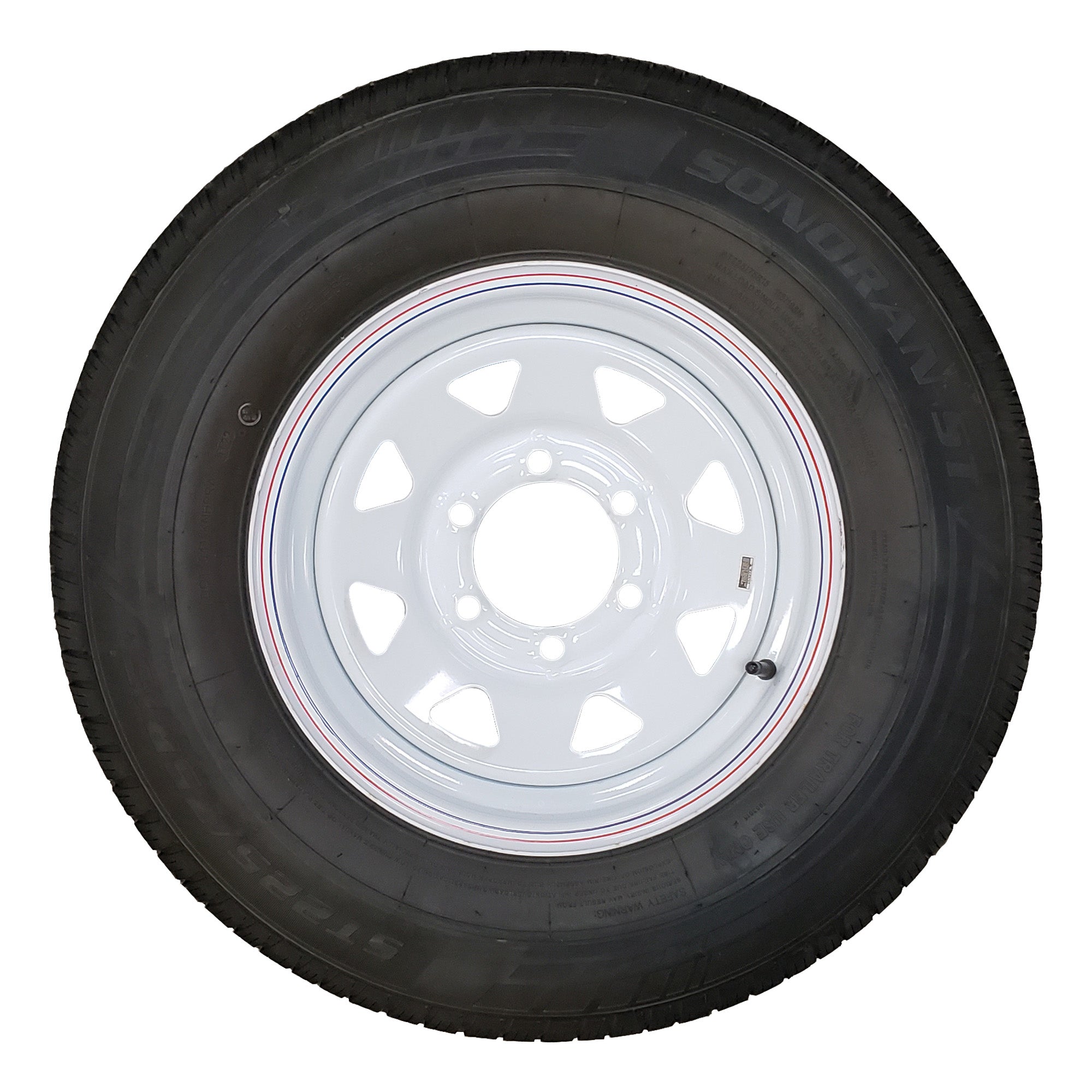 ST225/75R15 Rim & Tire, 10 Ply, White, 6 on 5.5, LRE
