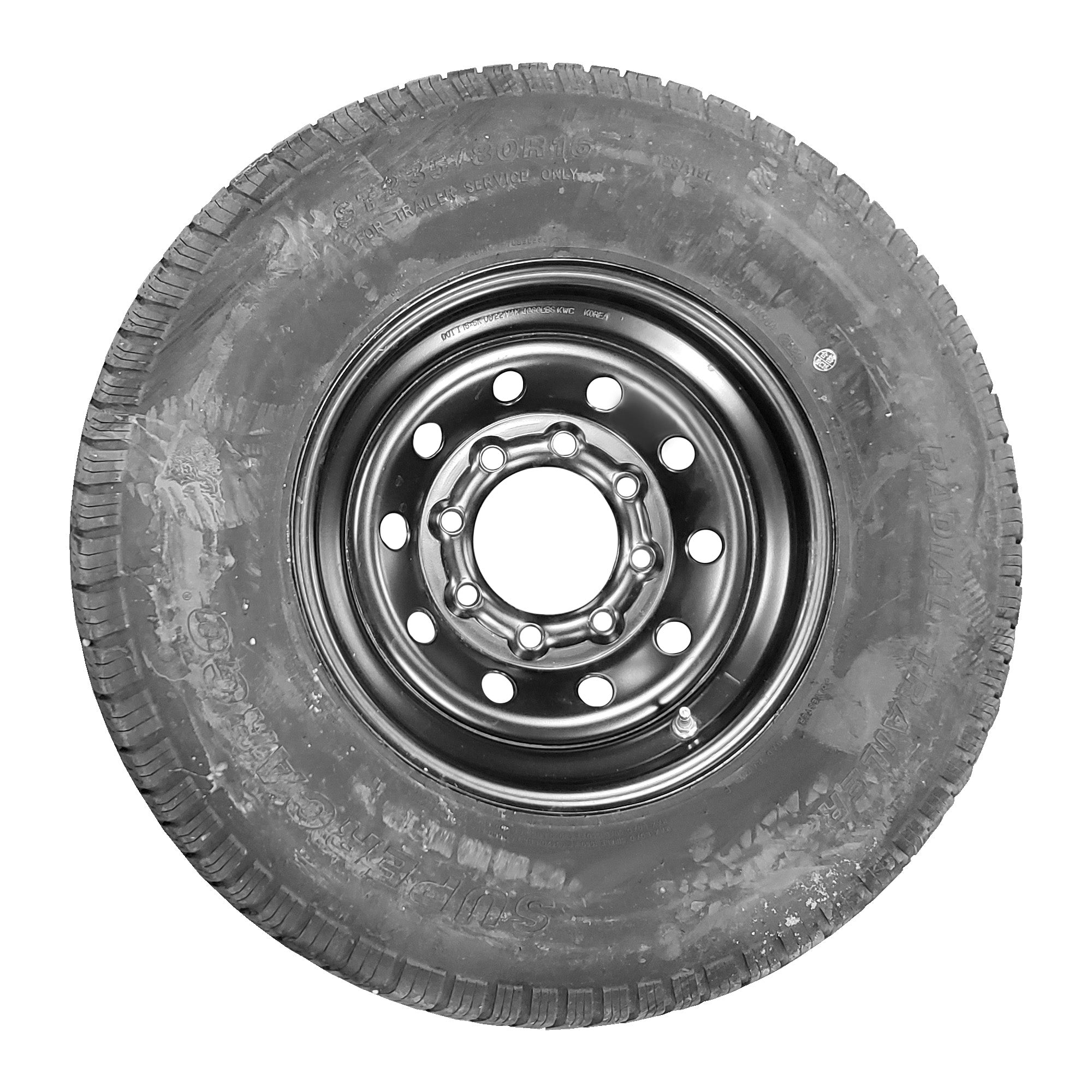 Pneu de remorque ST235/80R16 avec roue blanche de 16 po - 8 sur 6-1/2 po