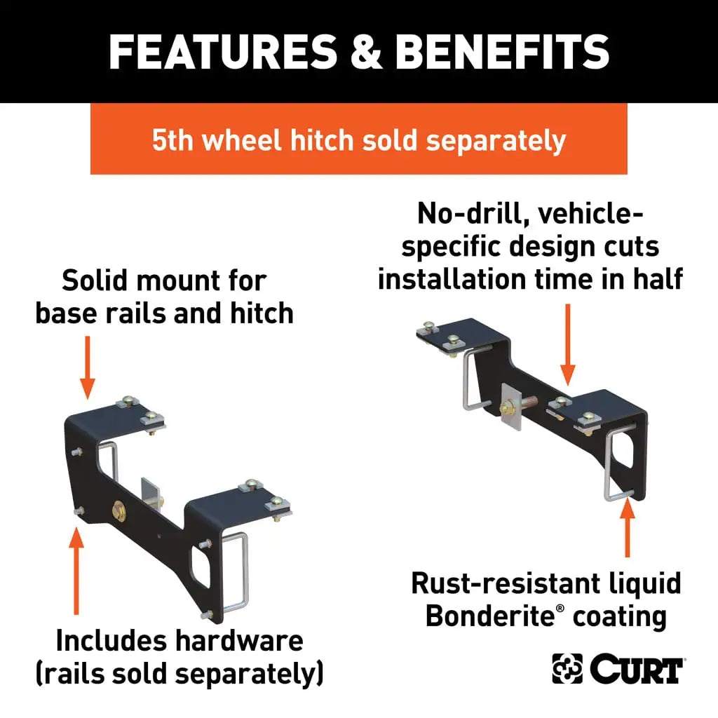Custom 5th Wheel Brackets, Select Silverado, Sierra 1500 (Except 5.5' Bed) fits 2022-26