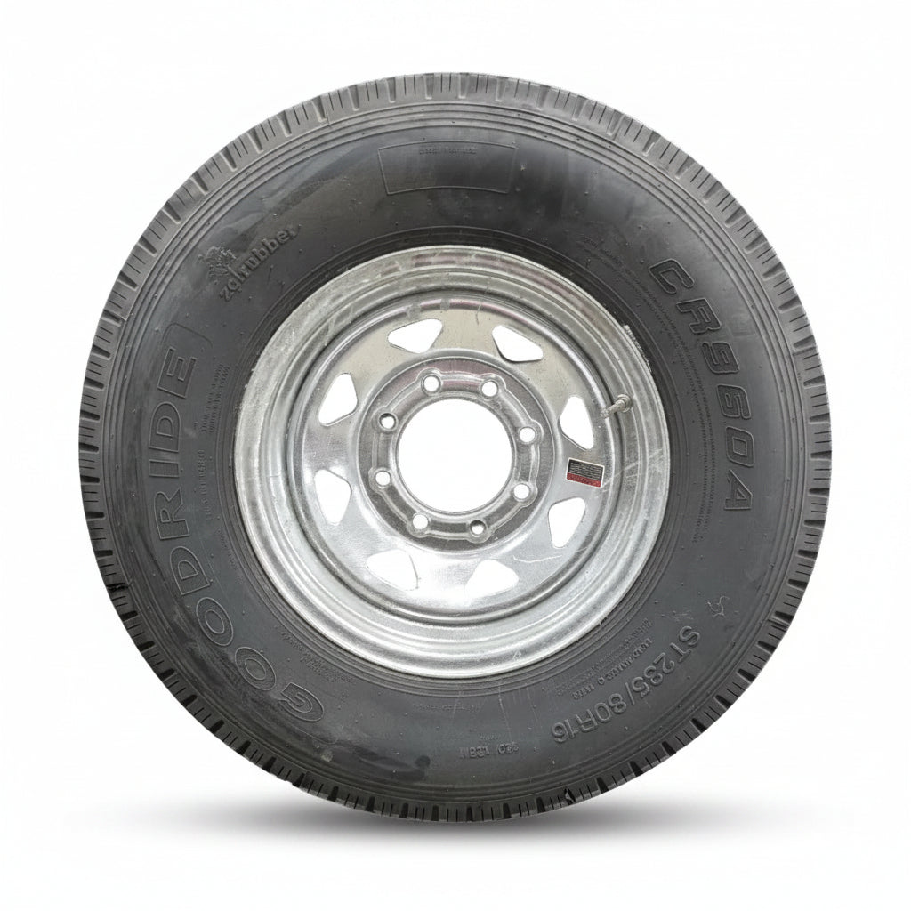 ST235/80R16 Rim & Tire, 14 Ply, Galvanized