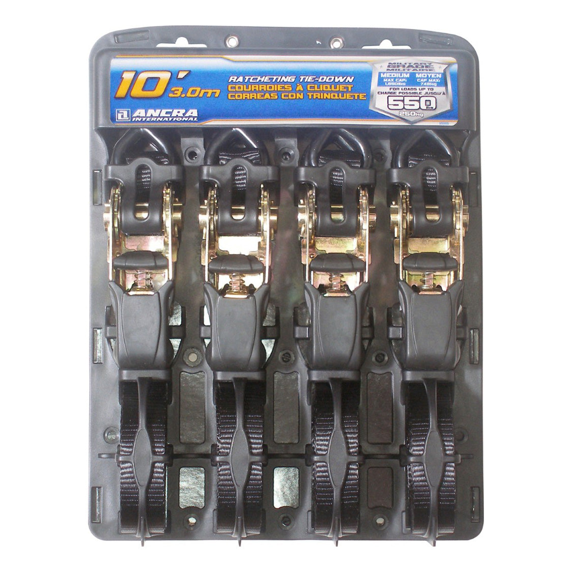 Black Ratcheting Tie-Down 4 Pack