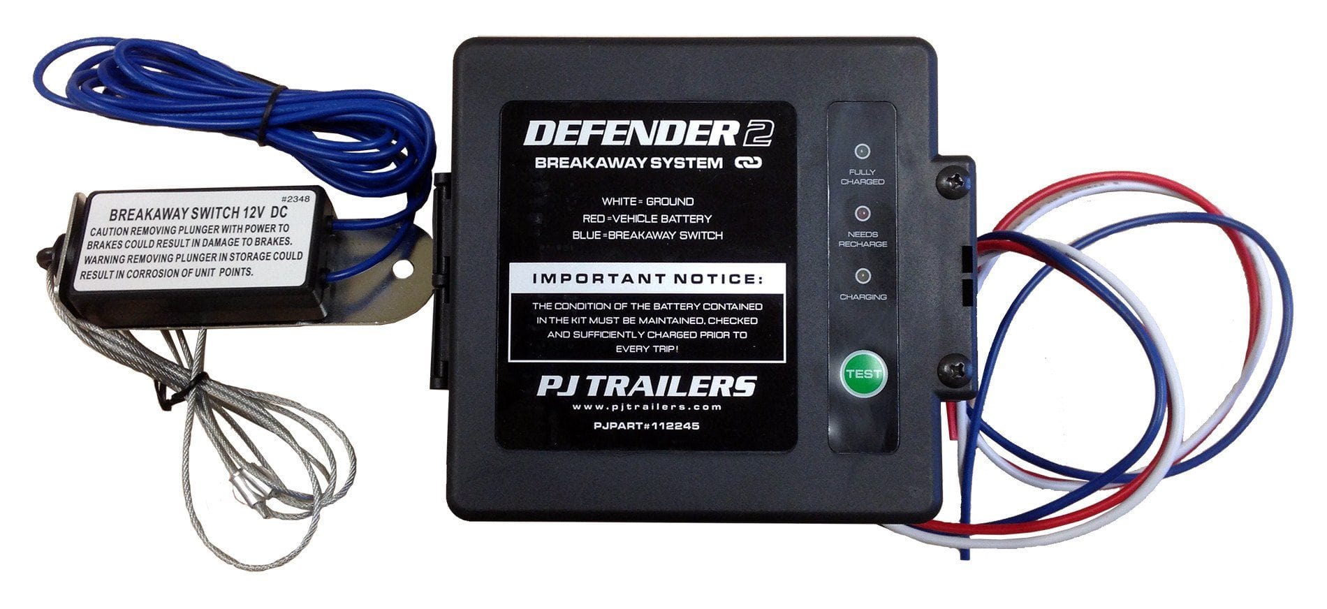 Breakaway Kit "Defender 2" w/LED Breakaway Switch PJ Trailers Canada, Inc.
