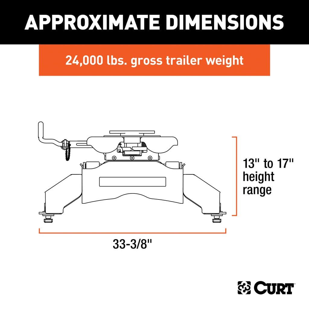 Q24 5th Wheel Hitch, Select Ford F-250, F-350, F-450, 8' Bed Puck System