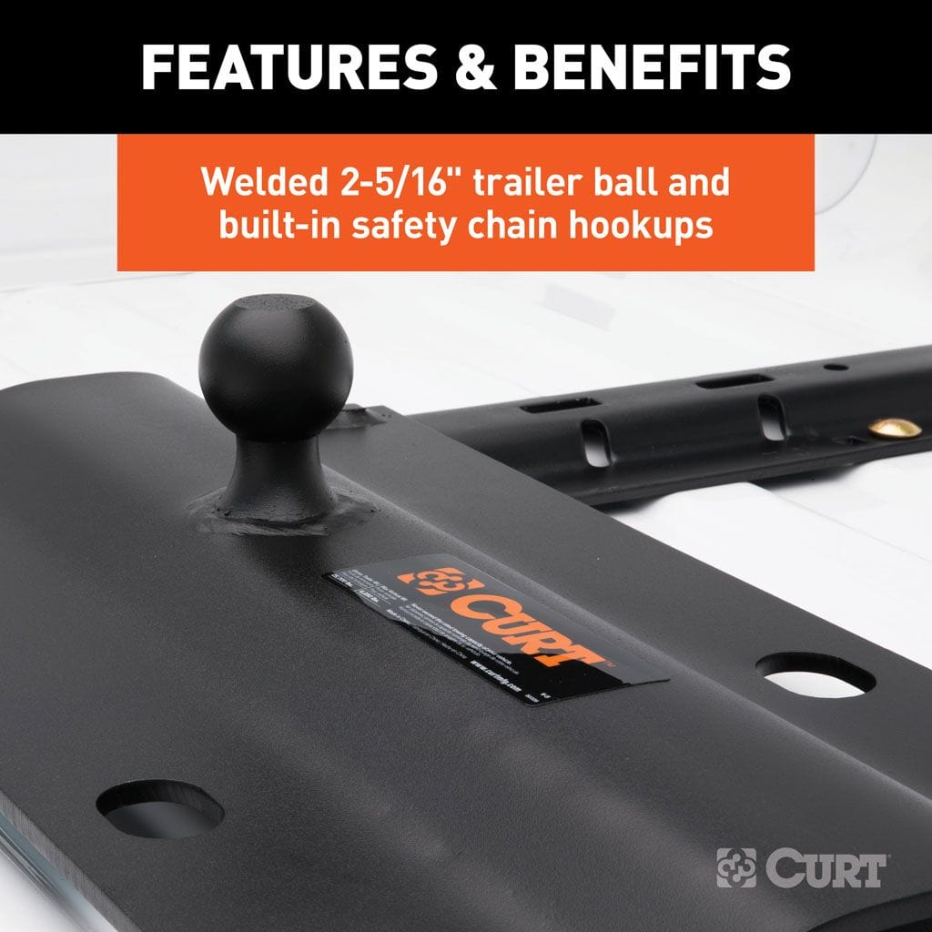 Attelage à col de cygne pour rail de sellette d'attelage à plaque coudée avec boule de 2-5/16", 25K (décalage de 3")