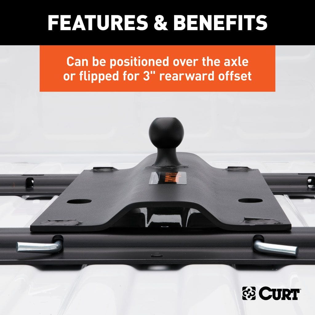 Attelage à col de cygne pour rail de sellette d'attelage à plaque coudée avec boule de 2-5/16", 25K (décalage de 3")