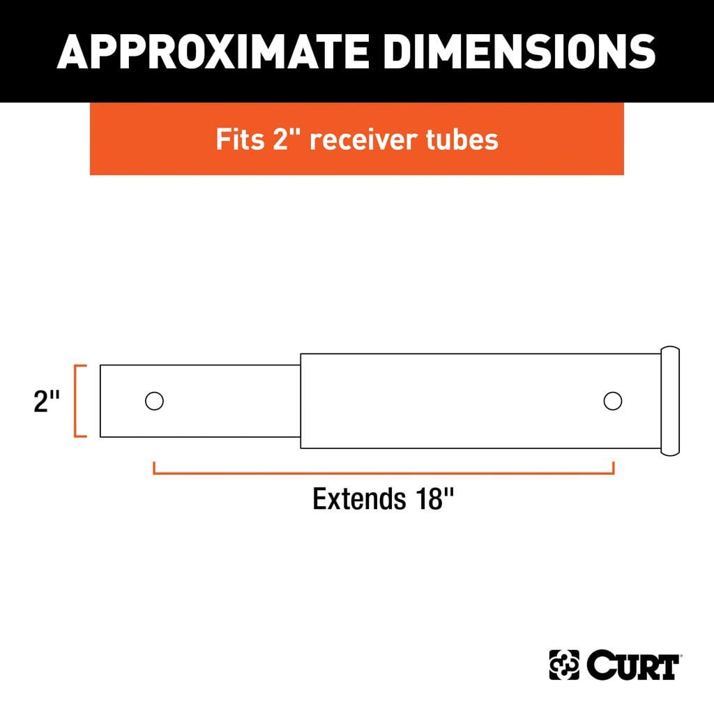 Rallonge de tube de récepteur de 18 po (tige de 2 po, 3 500 lb)Imprimer