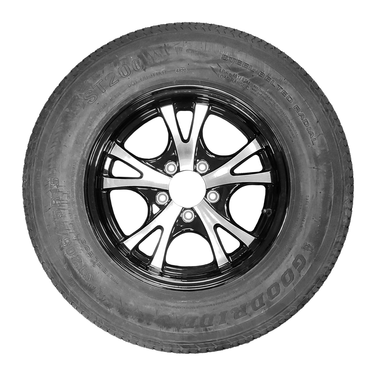 ST205/75R15 Trailer Tire w/ 15" Aluminum Wheel