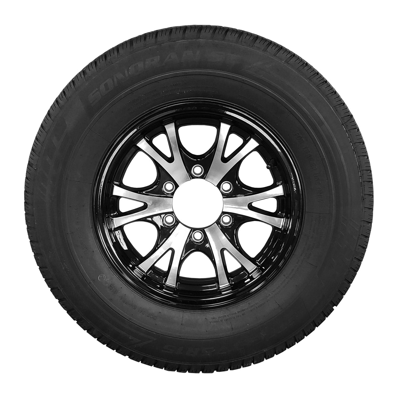 ST225/75R15 Trailer Tire w/ 15" Aluminum Wheel - 6 on 5-1/2"