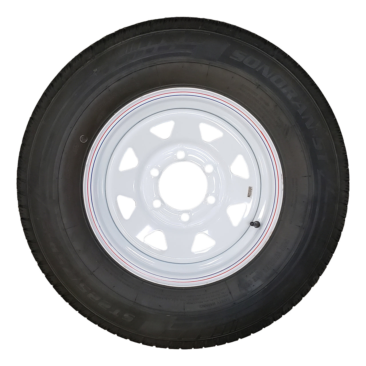 ST225/75R15 Trailer Tire w/ 15" White Wheel - 6 on 5-1/2"