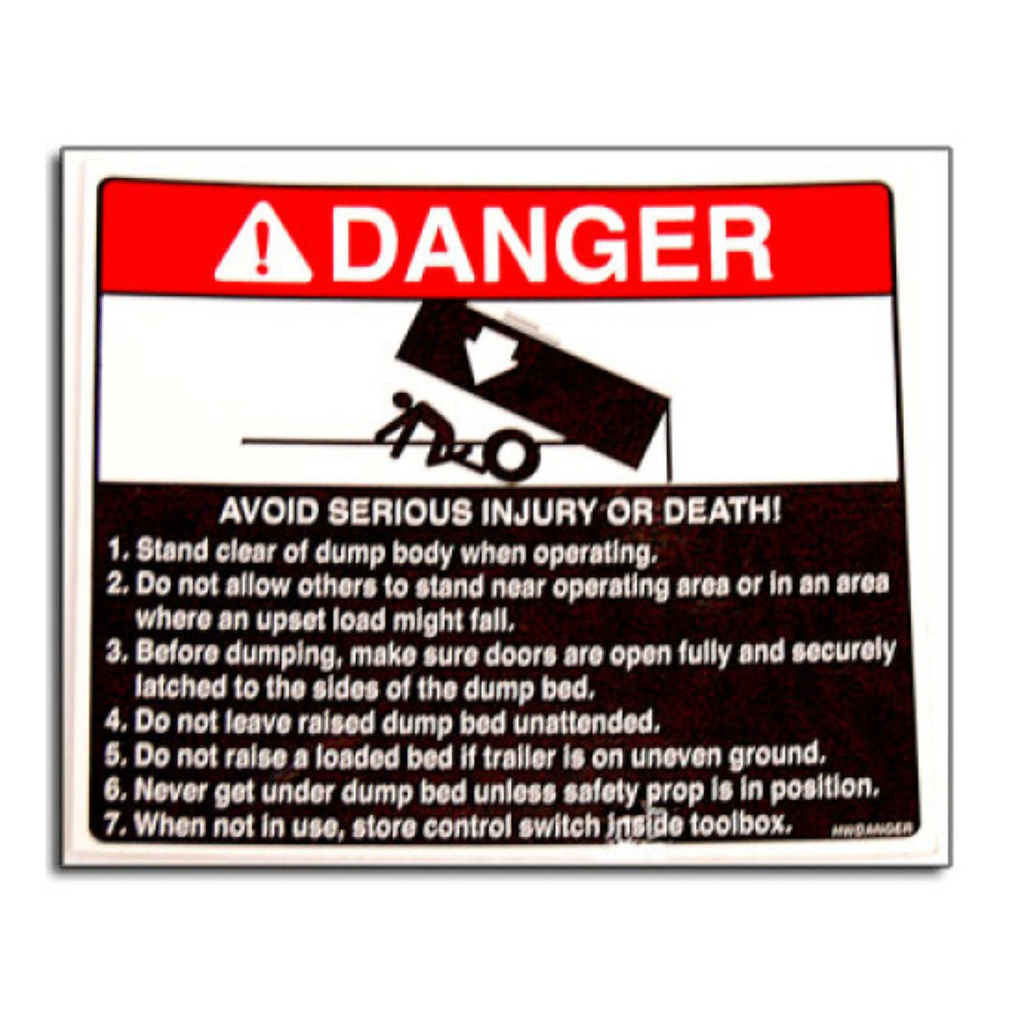 Decal Danger Avoid Injury (Dumps)