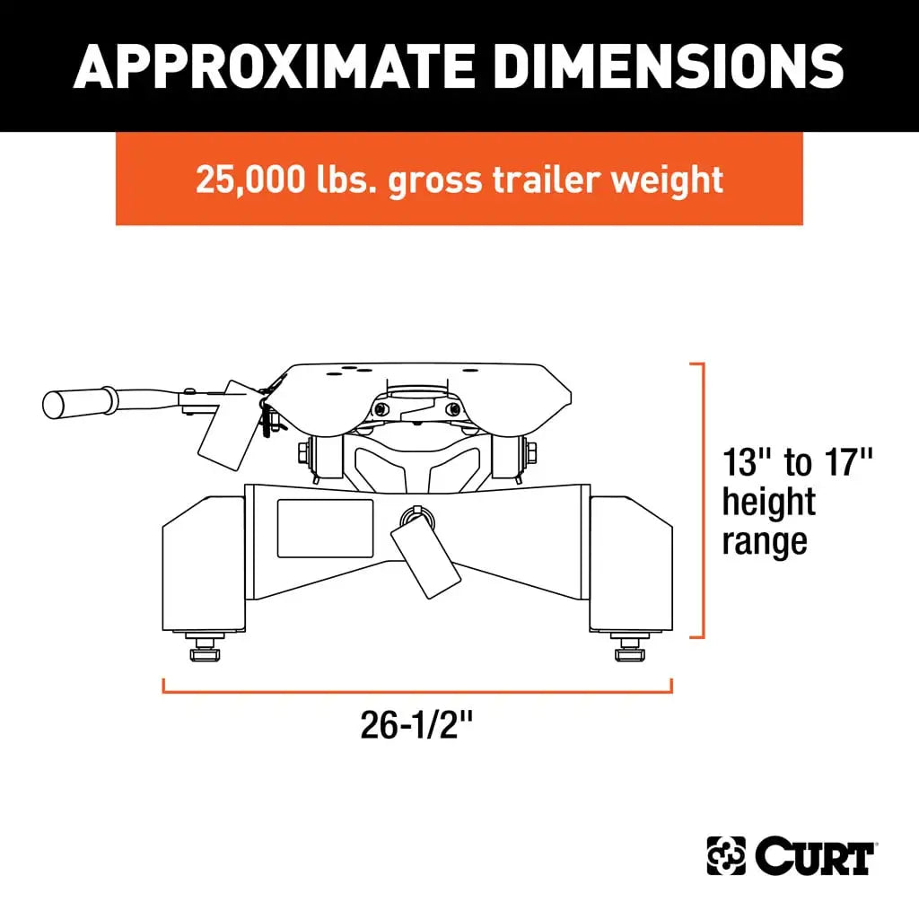 A25 5th Wheel Hitch, Select Silverado, Sierra 2500, 3500 HD, 8' Bed Puck System