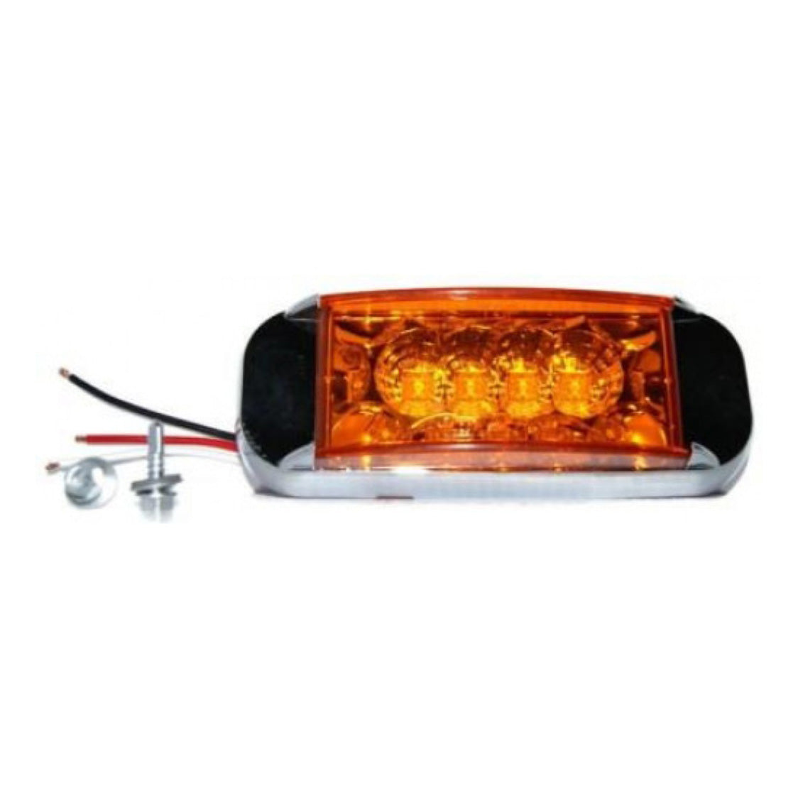 Mid Turn Rectangular LED Amber Chrome