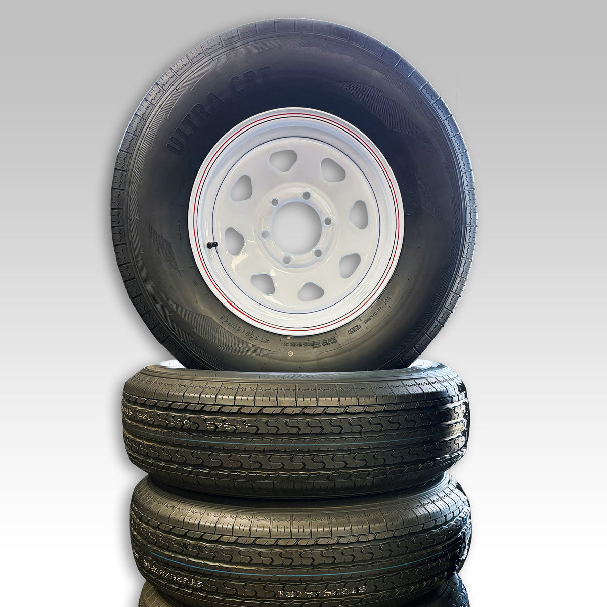 ST235/80R16 Rim & Tire, 10 Ply, White, 6 on 5.5, LRE