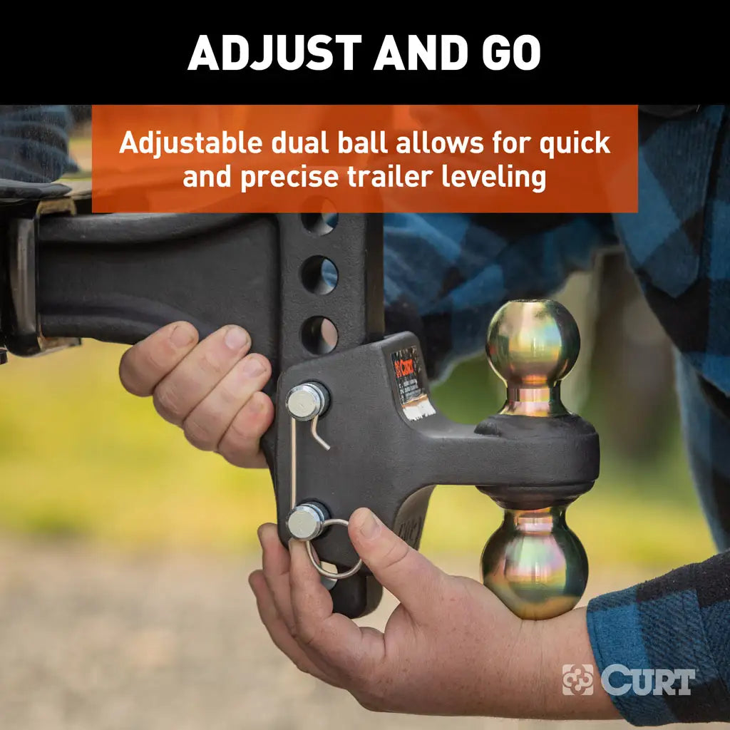 HD Adjustable Trailer Hitch Ball Mount with Dual Ball, 2-1/2" Shank, 20K