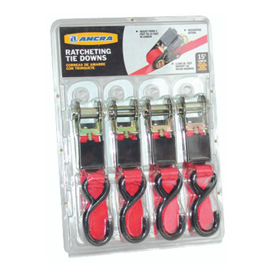 Red Ratcheting Tie-Down 4 Pack