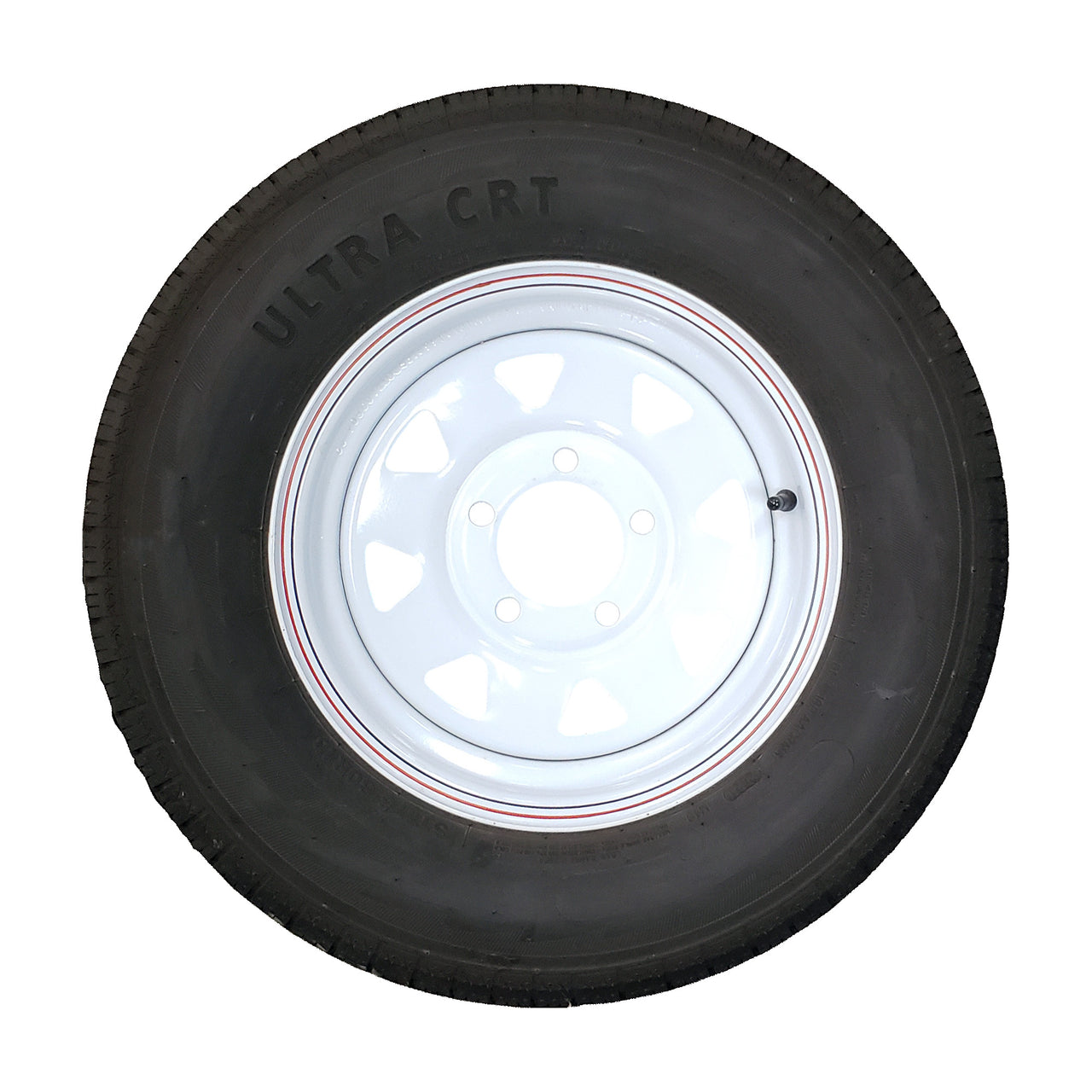 5.30/12" Trailer Tire - White wheel - 5 on 4.5