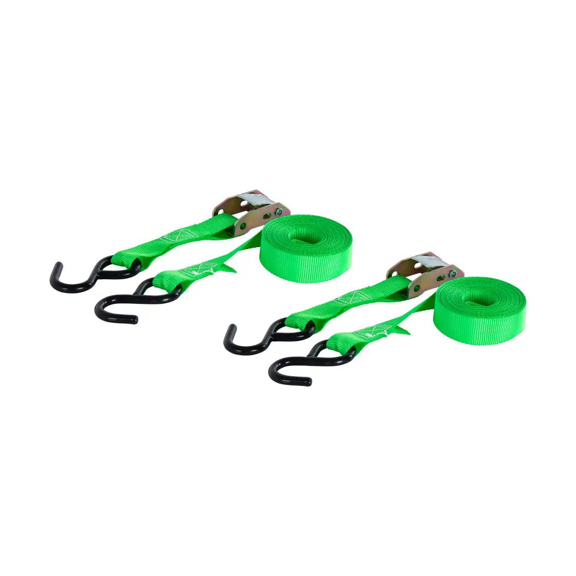 15ft. Dark Green Cargo Straps With S-Hooks (300 Lbs, 2-Pack)