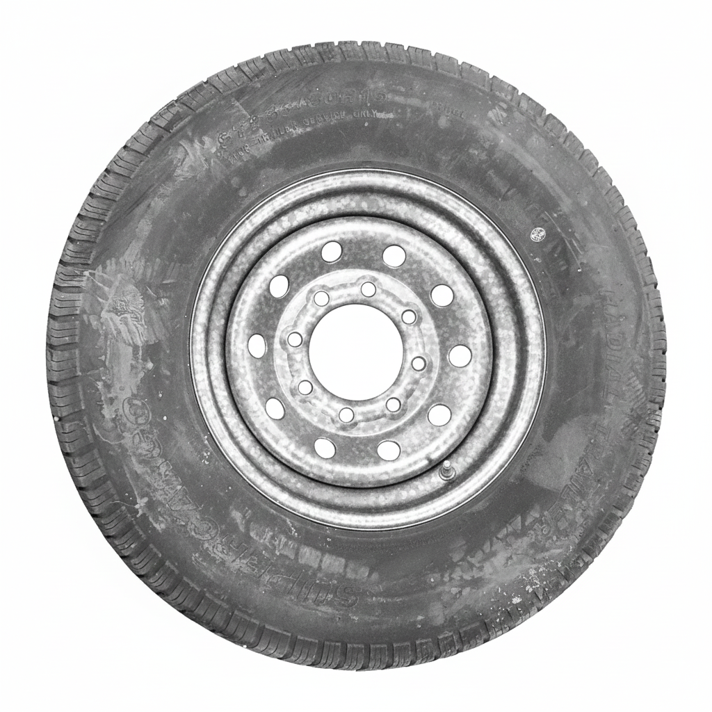 Trailer Tire and Galvanized Steel Rim Assembly