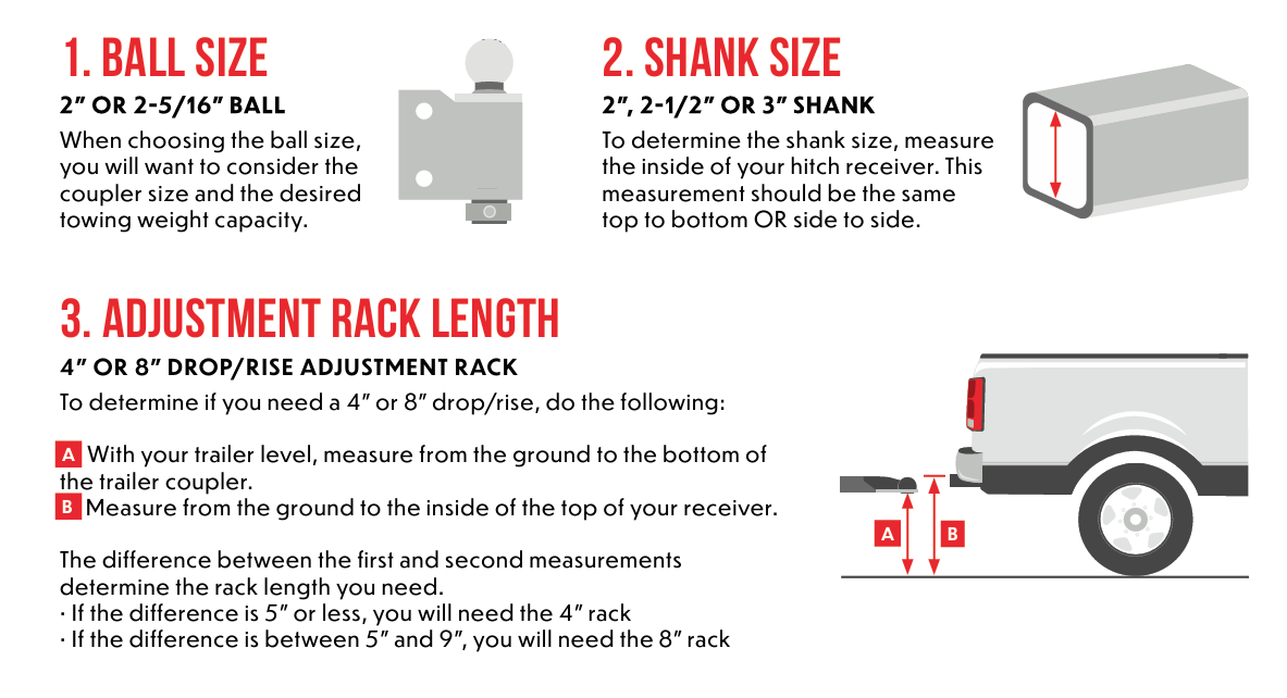 4" drop/rise, 2-5/16" ball, 3", 4", 5" & 6" brackets - No-Sway Weight Distribution Hitch