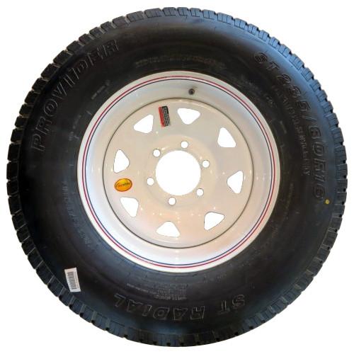 235/80R16 on 665 White Spoke Tire with Steel Rim PJ Trailers (tires) 