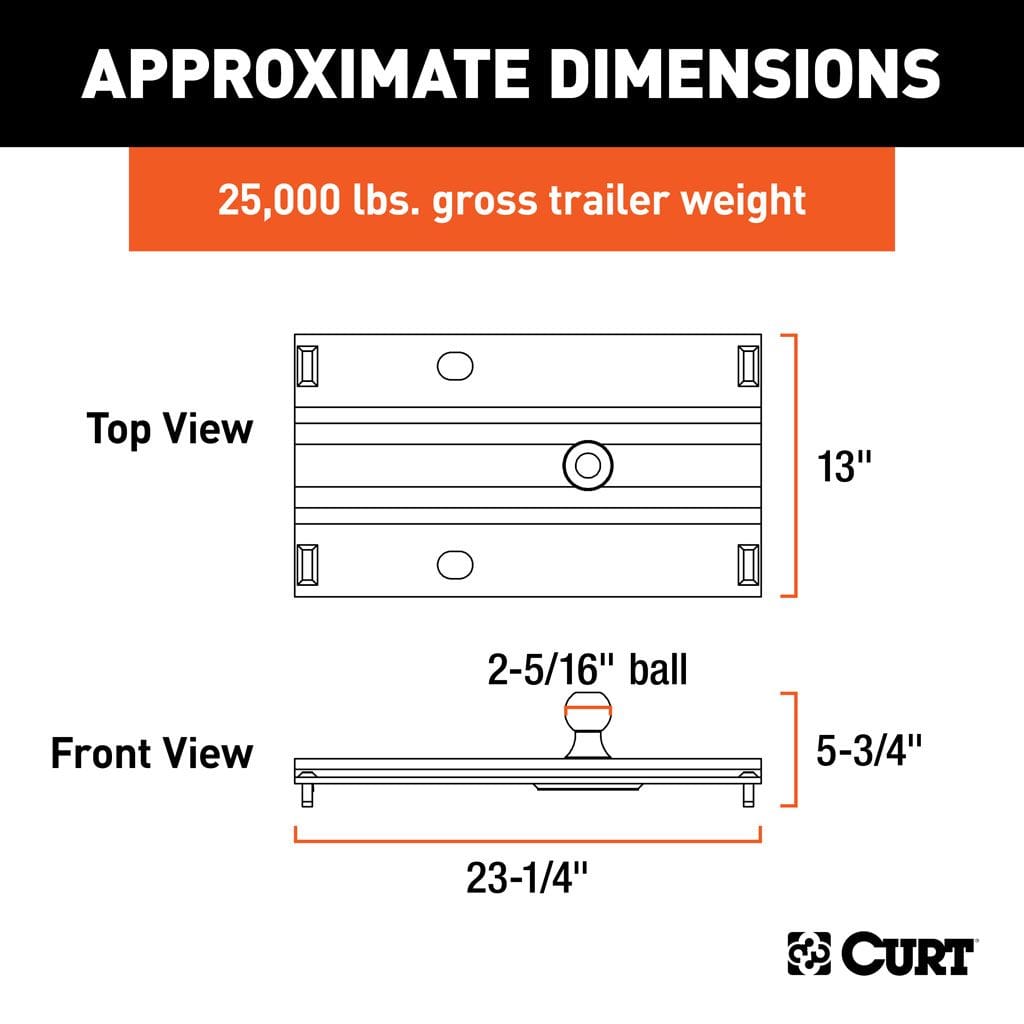 Bent Plate 5th Wheel Rail Gooseneck Hitch with 2-5/16" Ball, 25K (3" Offset)