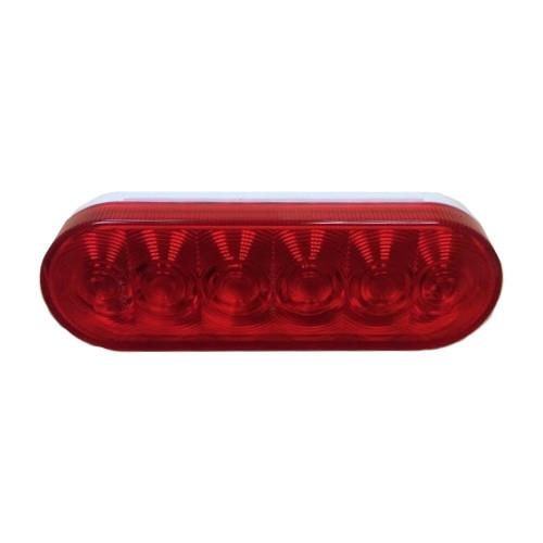 Red Sealed LED Tail Light, 6" Oval Tail Lights PJ Trailers 