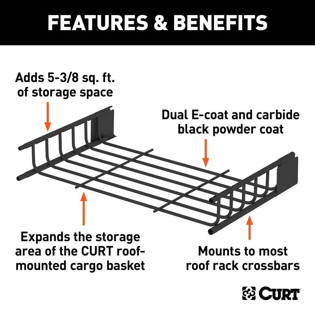 21" x 37" Black Steel Roof Rack Cargo Carrier Extension