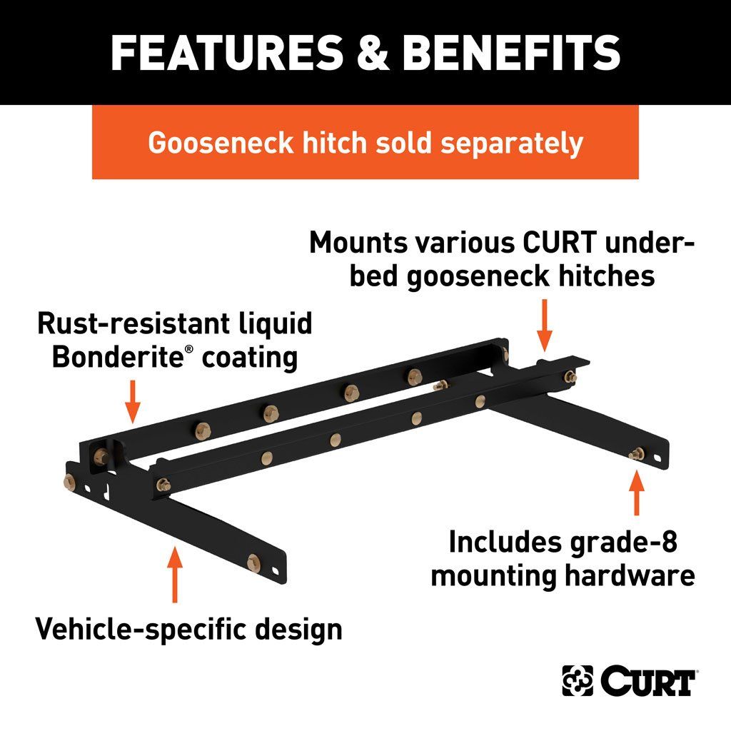 Under-Bed Gooseneck Installation Brackets, Select Dodge Ram 1500, 2500, 3500