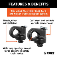 Thumbnail for Ancrages de chaîne de sécurité à col de cygne OEM Puck System, Chevy, Ford, GMC, Nissan (38K)