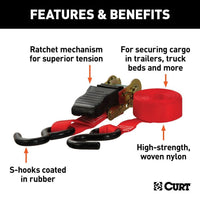 Thumbnail for 16' Red Cargo Straps with S-Hooks (500 lbs, 4-Pack)Print
