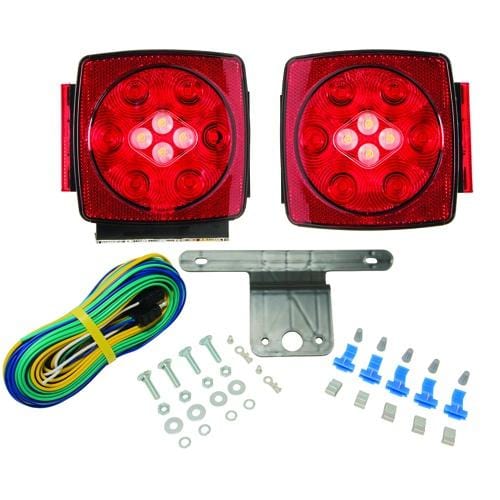 LED Submersible Square Trailer Light Kit with Integrated Back-up - Under 80 In.